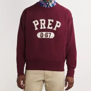 NWT Polo Ralph Lauren Vintage Fit Burgundy Prep Graphic Fleece Sweatshirt Men L